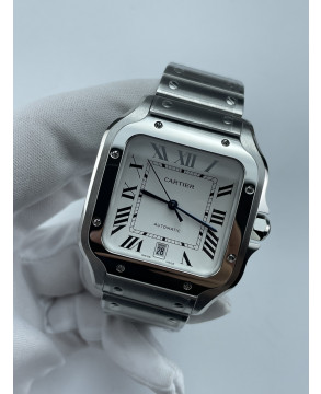 (준비완료/특급배송)NO.3511/BV공장 까르띠에 산토스 40MM 2018 스틸 화이트다이얼 브슬